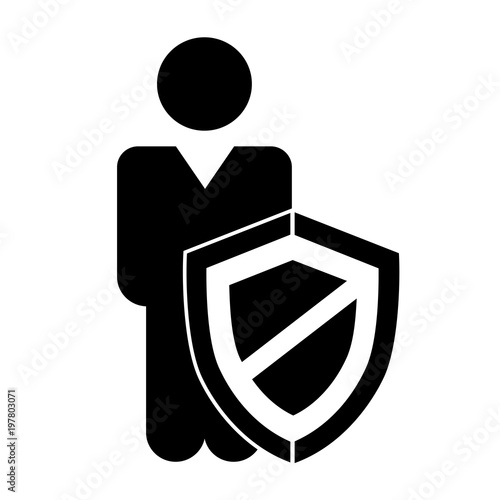 Person and protection shield icon for web – stock vector