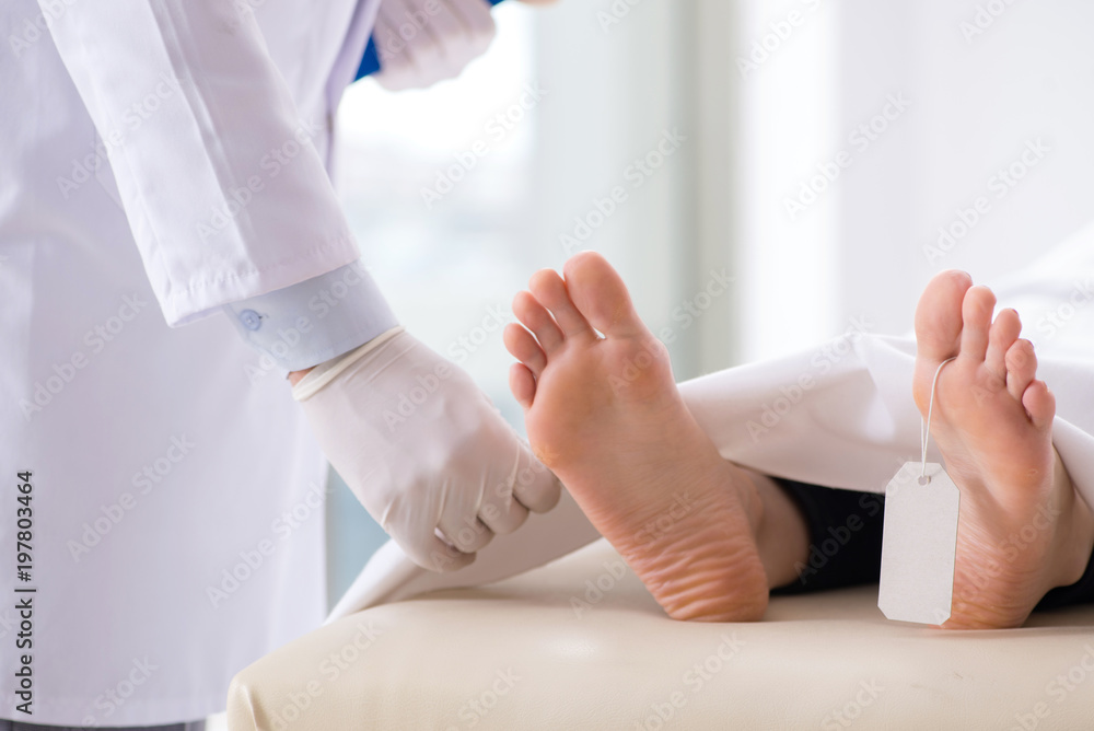 Police coroner examining dead body corpse in morgue Stock Photo | Adobe ...
