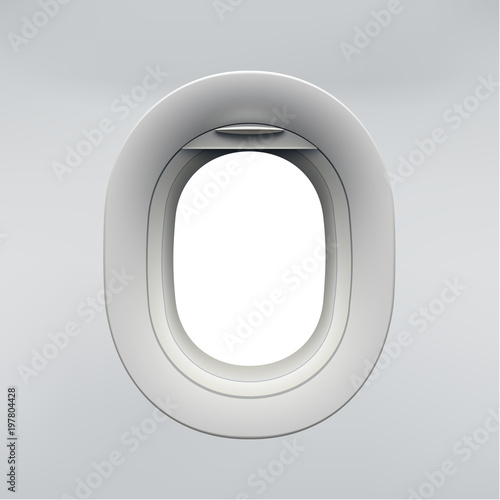 Vector realistic airplane window, aircraft illuminator