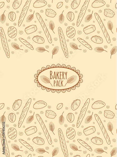Bakery vector doodle sketch elements pattern for flyer