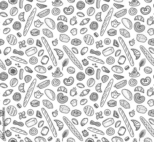 Bakery production vector seamless pattern