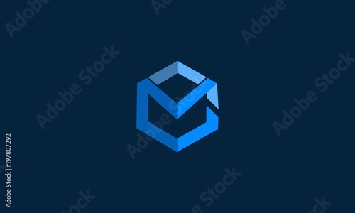 hexagonal logo initial letter C M , Hexagonal shape letter MC, modern logo. MC logo. CM logo