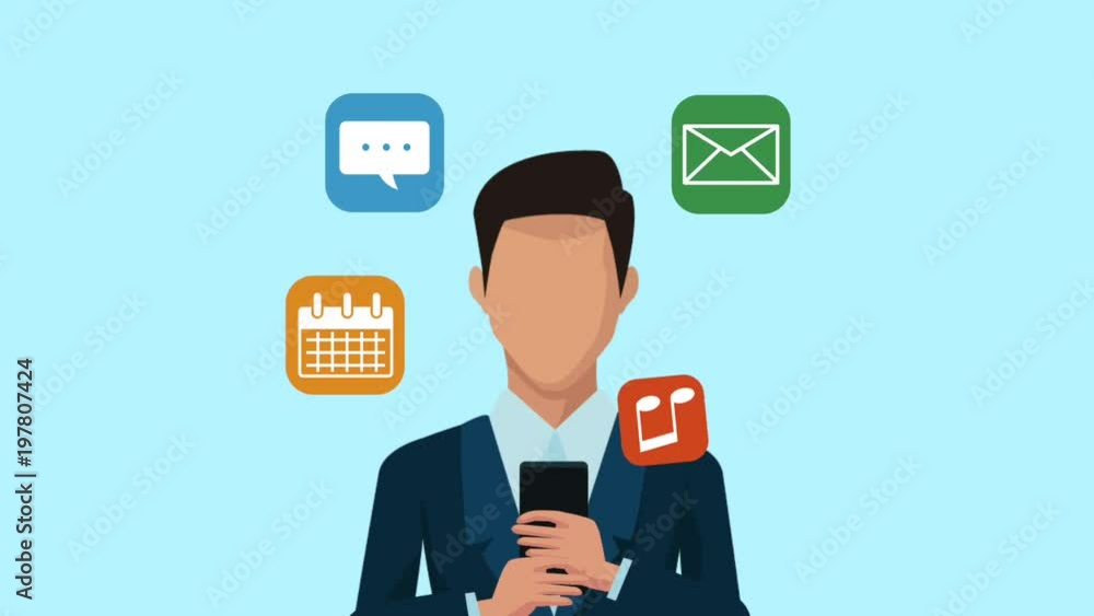 businessman using smartphone animation illustration design businessman using smartphone animation illustration design