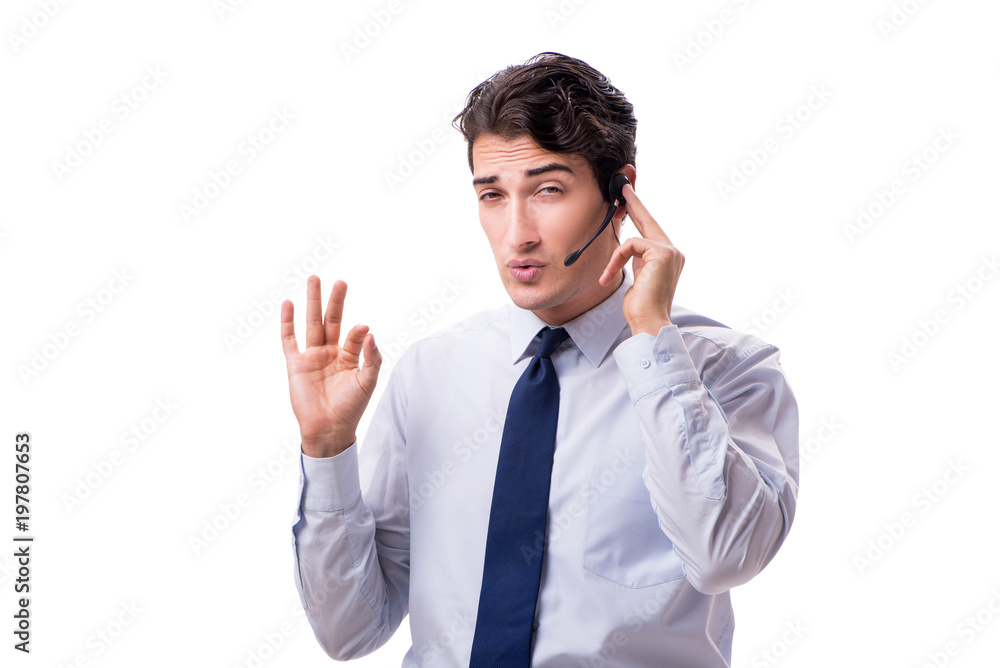 Man with headset isolated on white background Man with headset isolated on white background