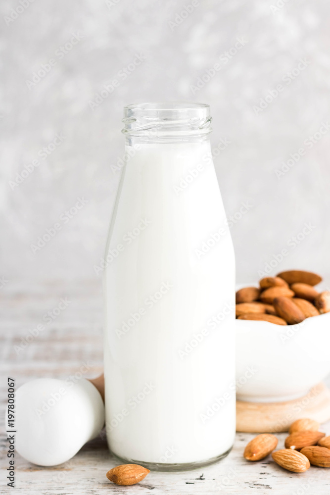 Almond milk in a bottle Almond milk in a bottle