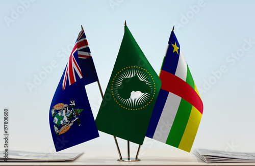 Flags of Ascension Island African Union and Central African Republic