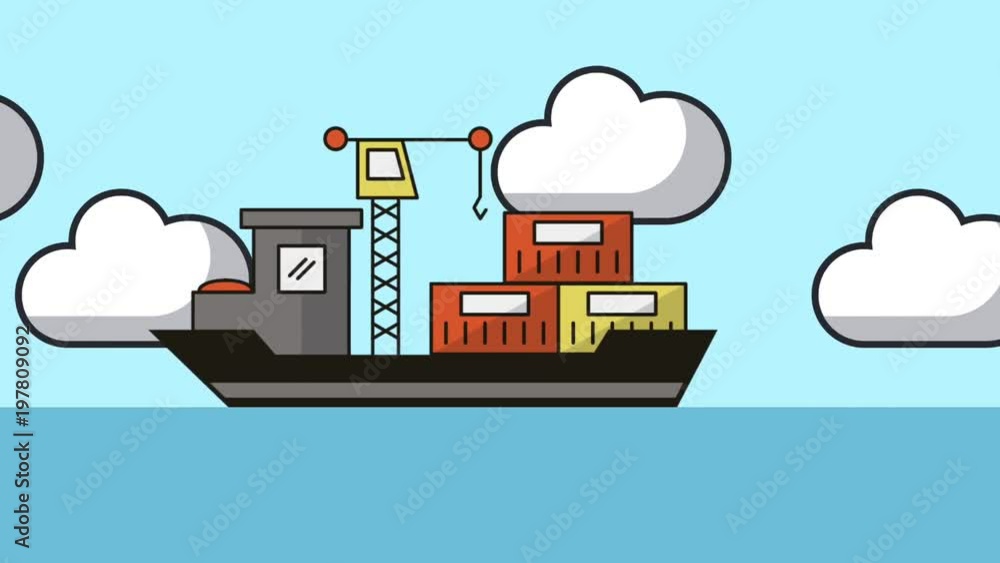 freighter with crane delivery service animation illustration design freighter with crane delivery service animation illustration design