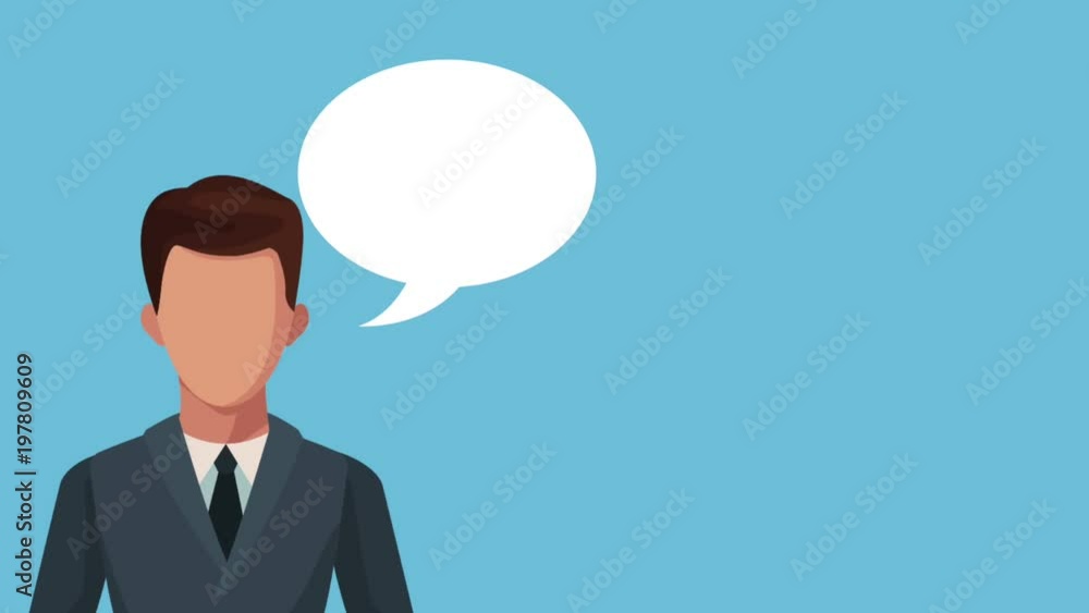businessman with speech bubble and bitcoin ecommerce animation illustration businessman with speech bubble and bitcoin ecommerce animation illustration