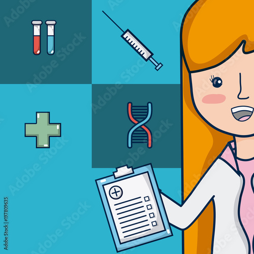 Doctor with medical symbols