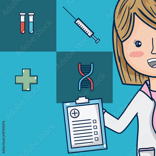 Doctor with medical symbols