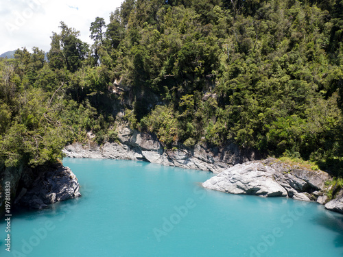 Turquoise Blue Water of the Hokitika River Through the Rock Sided at Hokitika Gorge Scenic Reserve, West Coast, South Island, New Zealand