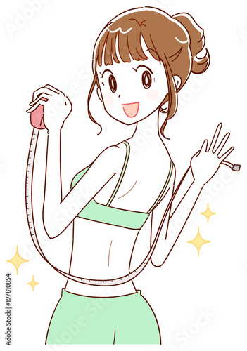 Woman is pleased with getting a slim body