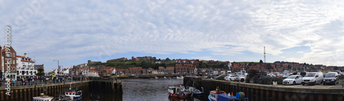 Panorama of Whitby Town and Harbor, North Yorkshire, UK - Sep 2017