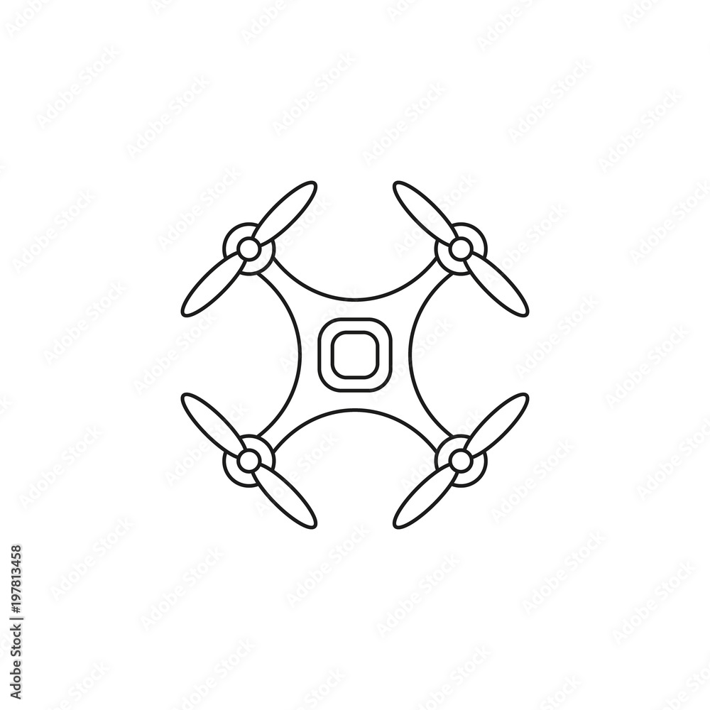 Vecteur Stock Drone Quadcopter simple line icon on white background. Vector  isolated outline illustration | Adobe Stock