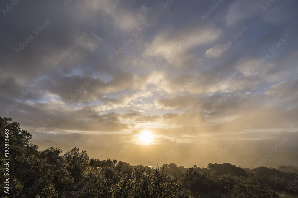 Sunrise view from Santa Susana Pass State Historic Park in the San Fernando Valley area of Los Angeles, California. Sunrise view from Santa Susana Pass State Historic Park in the San Fernando Valley area of Los Angeles, California.