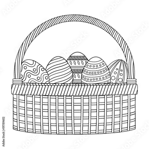 dotted shape eggs easter decoration inside hamper style
