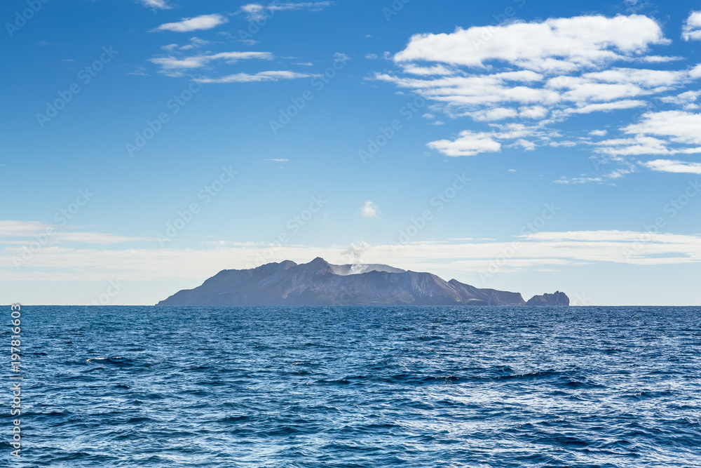 Active Volcano at White Island New Zealand. Volcanic Sulfur Crater Lake