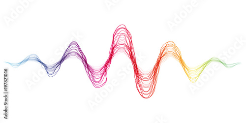 Vector waves lines colorful flowing isolated on white background for design elements in music concept.