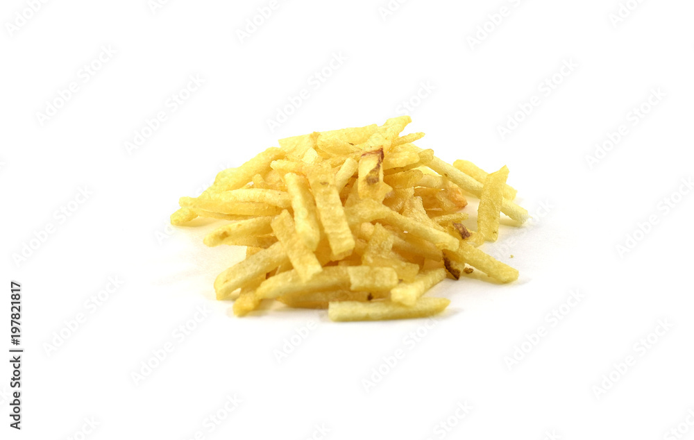Pile of crunchy fried potato sticks Pile of crunchy fried potato sticks