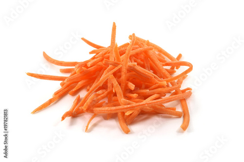 Pile of fresh organic shredded carrots