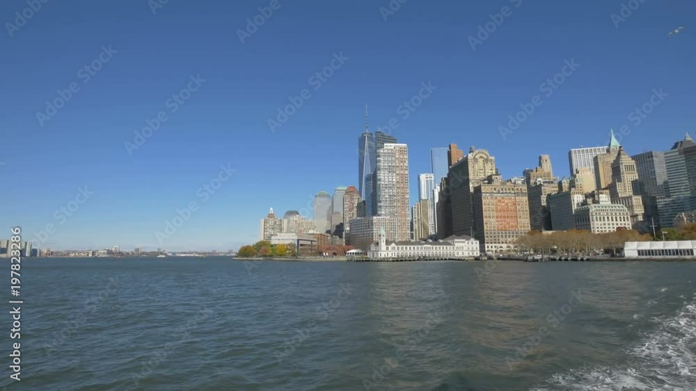 Manhattan skyscrapers seen from a boat Manhattan skyscrapers seen from a boat
