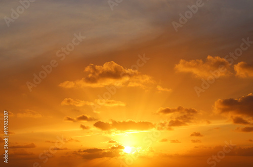 image of sunset sky with clouds.