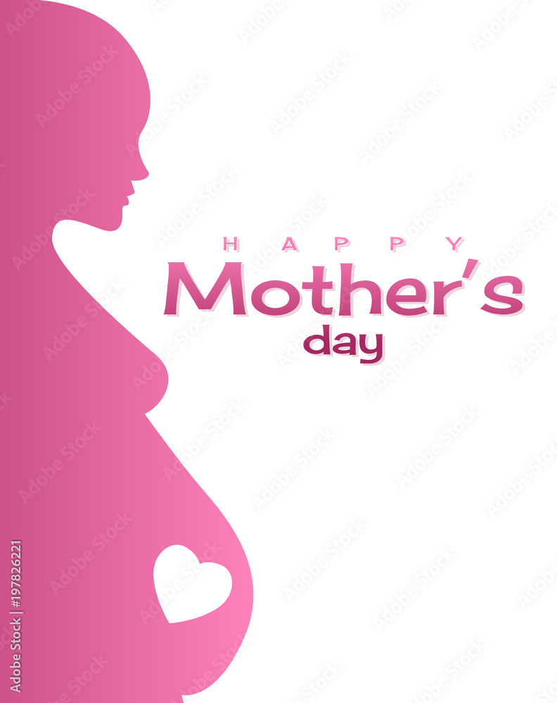 pregnant woman for mother day, stylized vector