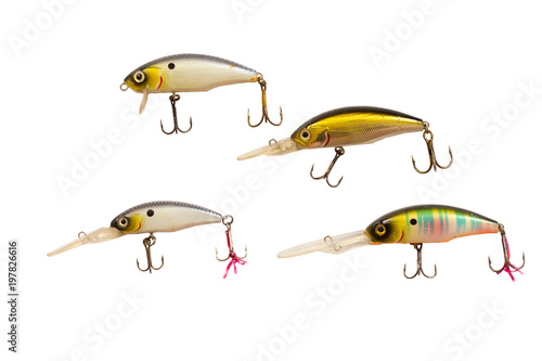 Fishing lures for predatory fish. Lures on a white background.