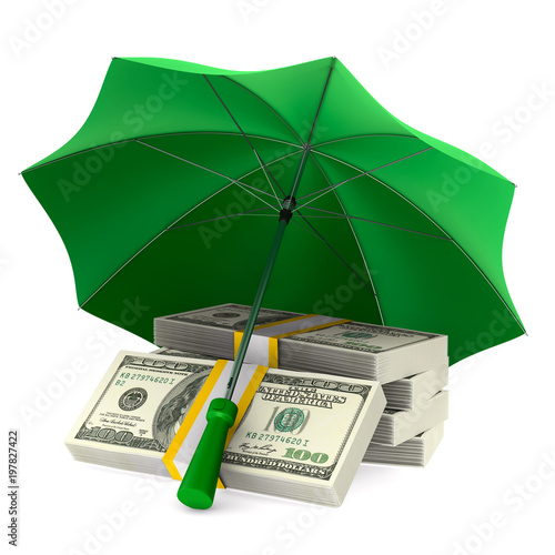 money under umbrella on whi...