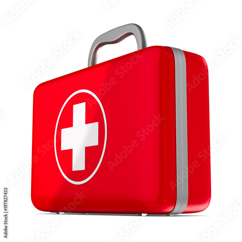 First aid kit on white background. Isolated 3D illustration