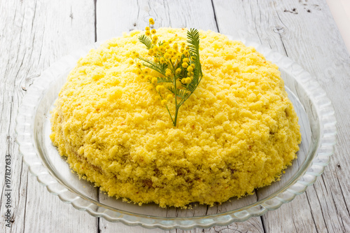 Traditional mimosa cake for Mother's Day