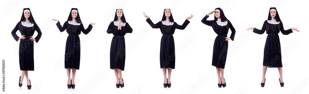 Nun isolated on the white background Nun isolated on the white background