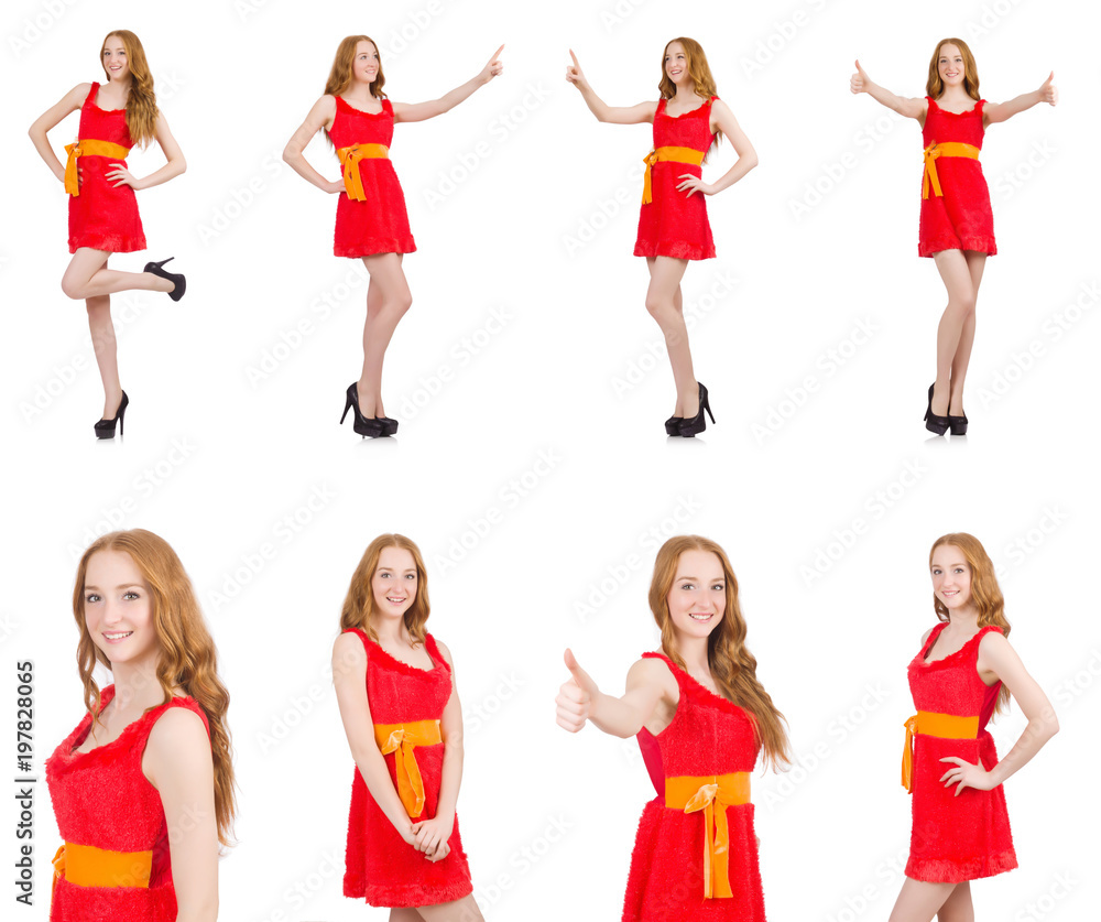 Young nice girl pressing isolated on white Young nice girl pressing isolated on white