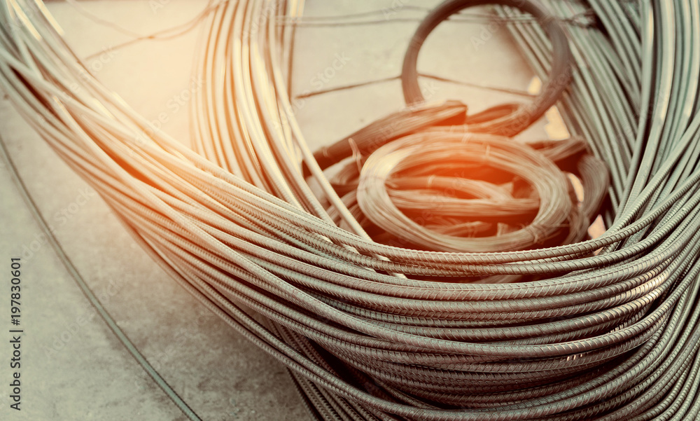 steel background, steel construction,  construction irons for building, stack of ribbed steel