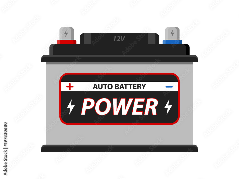 Car Battery icon isolated on white background. Accumulator battery energy  power and electricity accumulator battery. Battery accumulator car auto  parts electrical supply power in flat style. Stock Vector | Adobe Stock