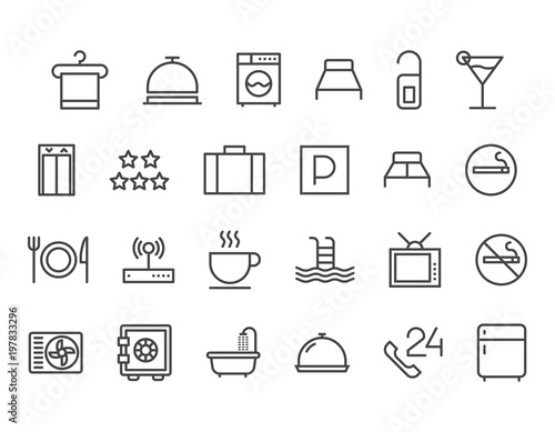 Set of Hotel Icons Vector Pixel Perfect 48x48 Editable Stroke