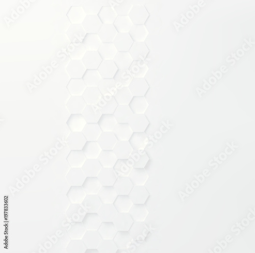 White geometric decorative element, hexagonal line background, vector pattern © vpanteon