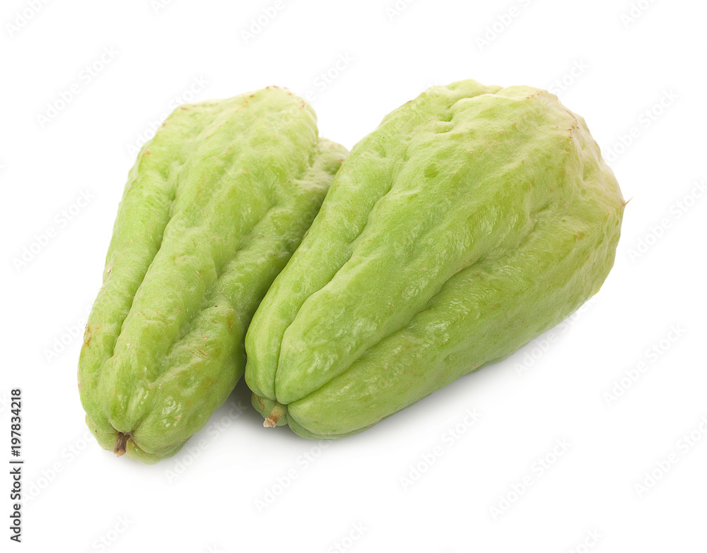 Chayote on white background