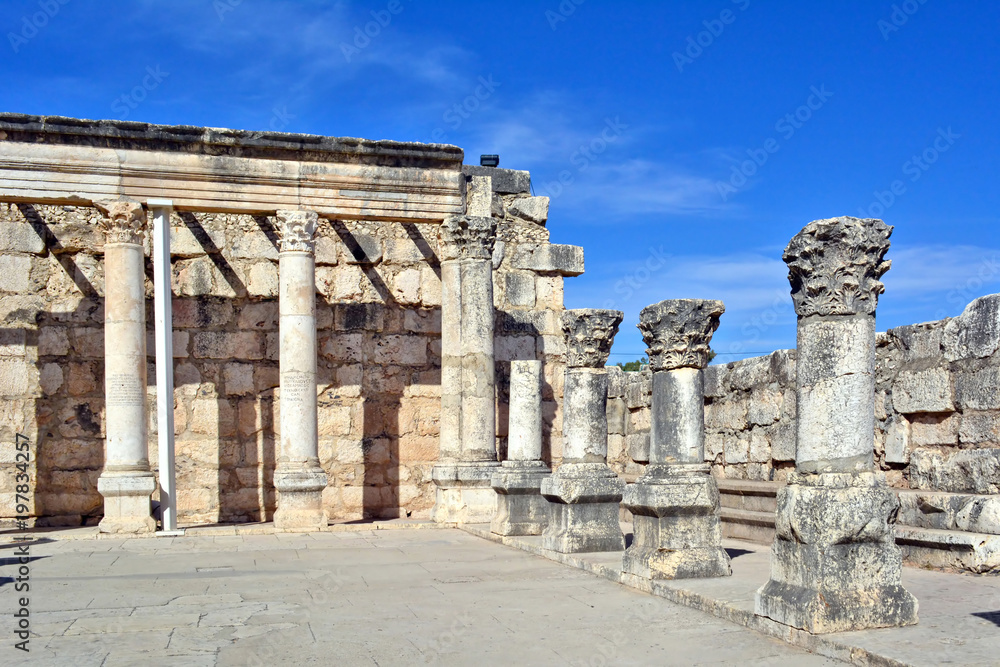 Synagogue in Jesus Town of Capernaum, Israel