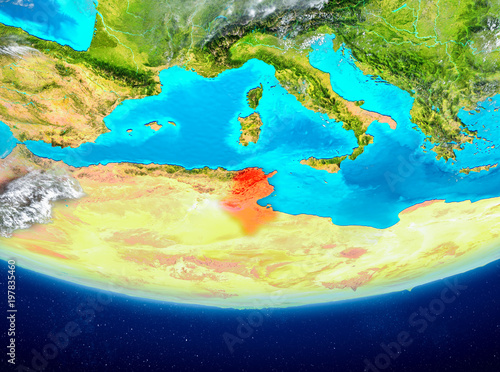 Tunisia on globe from space © harvepino