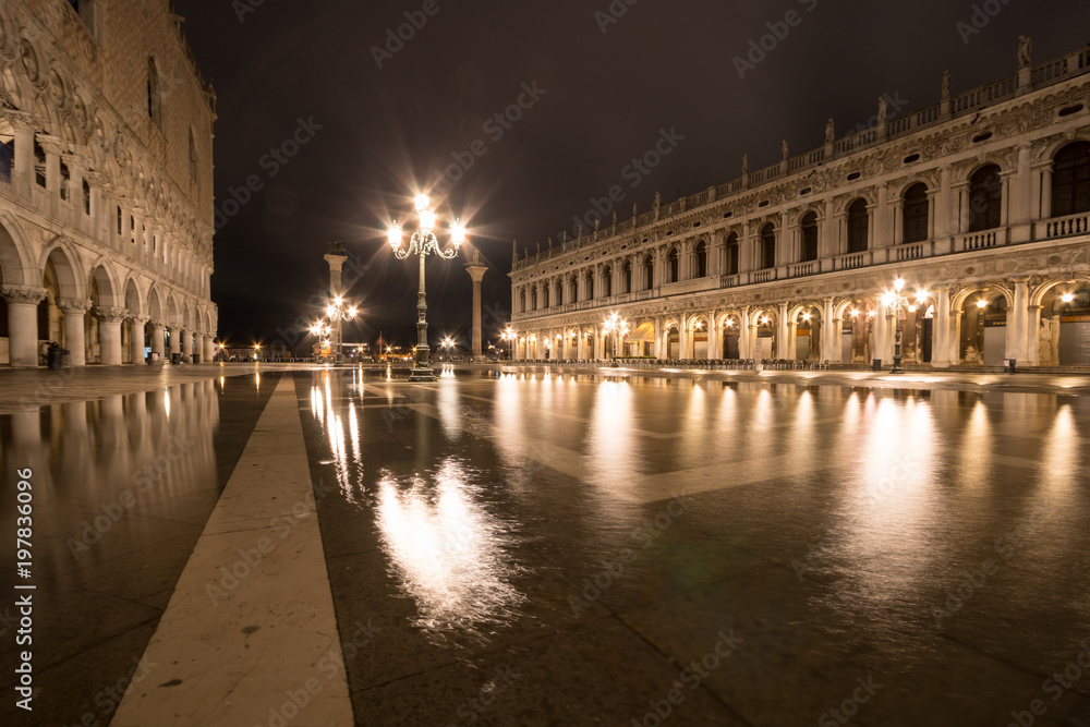 San Marco square in Venice during aqua alta