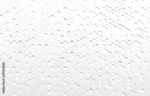 White hexagon 3D background texture. 3d rendering illustration. Futuristic abstract banner.