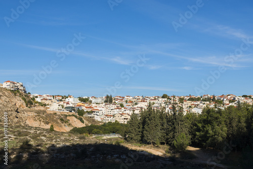Landscape view to one of the parts of Modiin city, Ramat Modi'in, located in the western section of the West Bank. (Jerusalem District, midway between Jerusalem and Tel Aviv), Israel © Nina Mikryukova