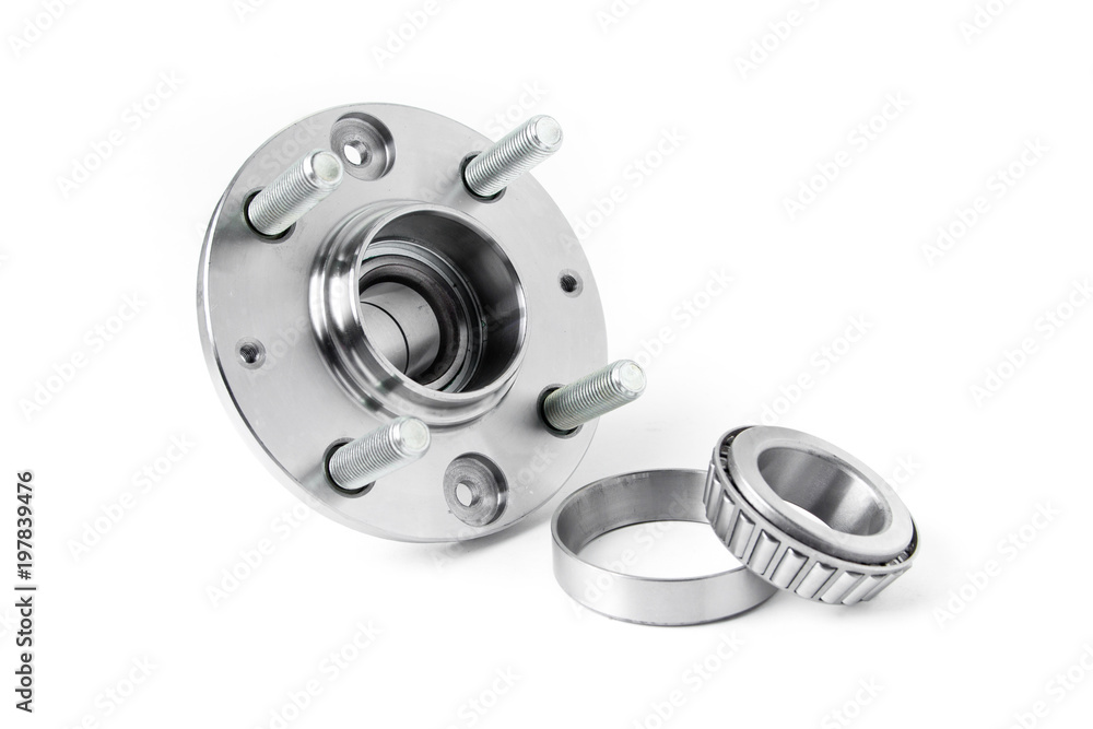Wheel and wheel bearing on white background. Auto parts Wheel and wheel bearing on white background. Auto parts