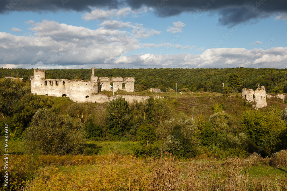 Ruin of ancient castle in Sidorov, Ternopil region