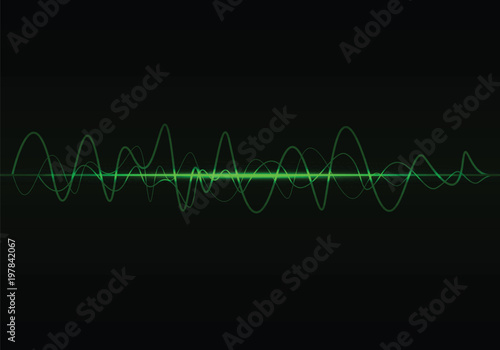 Sound waves oscillating glow light, Abstract technology background