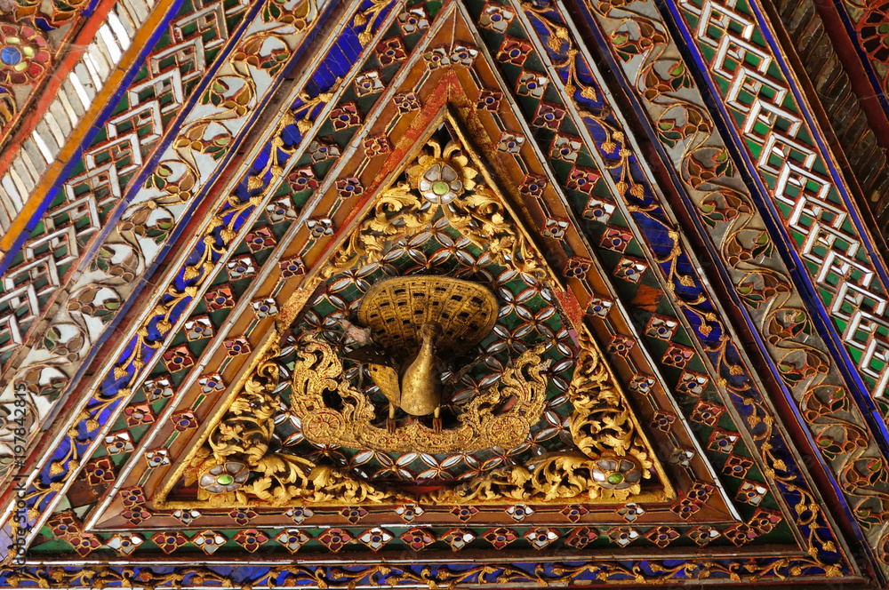 Beautiful ceiling of  Wat Phra Kaew Don Tao, Lampang, Thailand.