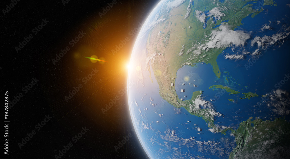 Fototapeta premium View of blue planet Earth in space 3D rendering elements of this image furnished by NASA