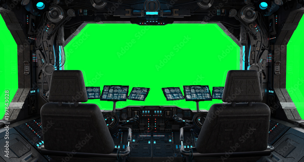 Fototapeta premium Statek kosmiczny grunge wewnętrzny okno odizolowywający