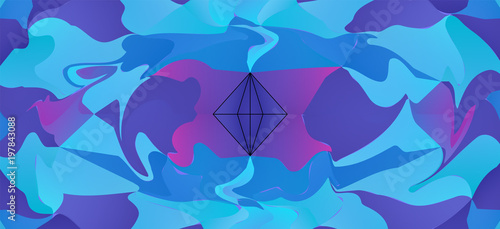 abstract background in concept of " secret is revealed", success aim, important point, wealth, as the diamond shape in the middle look stable while other part swirl unstable